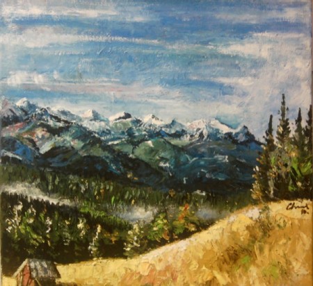 Tatry z poľskej strany, 50x50cm olej